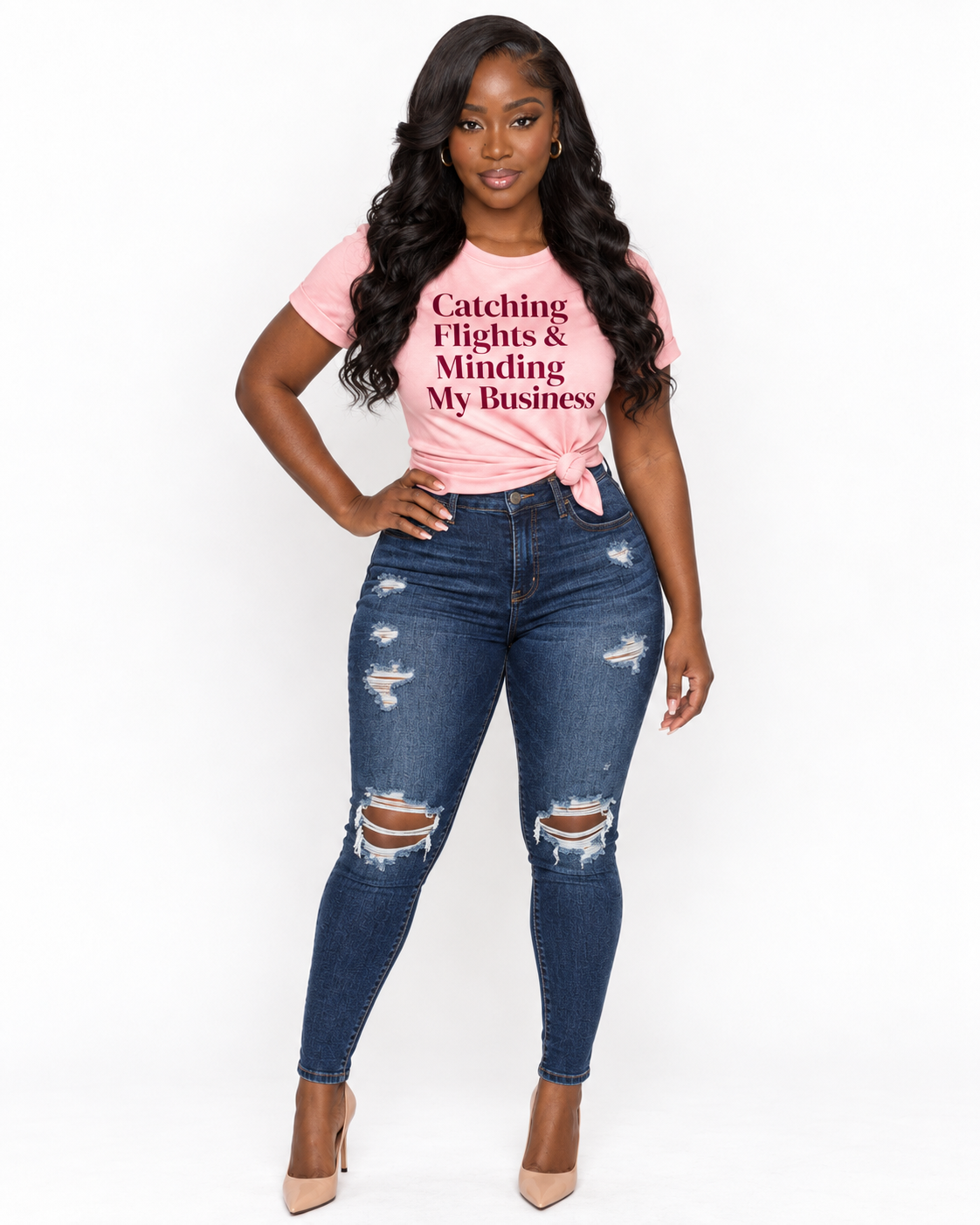 Catching Flights and Minding My Business Burgundy Print