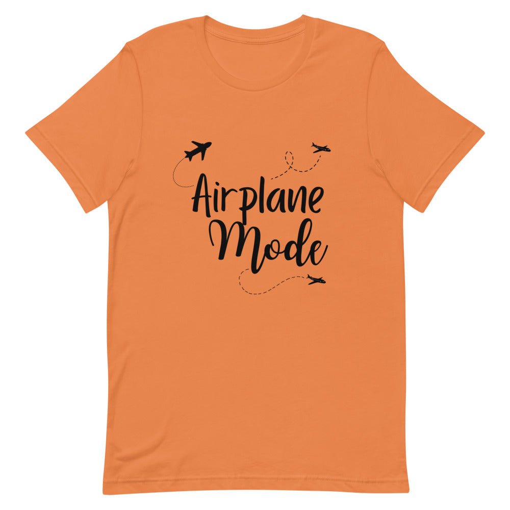 Airplane Mode Black Print T-Shirt - Her Pink PassportBurnt Orange