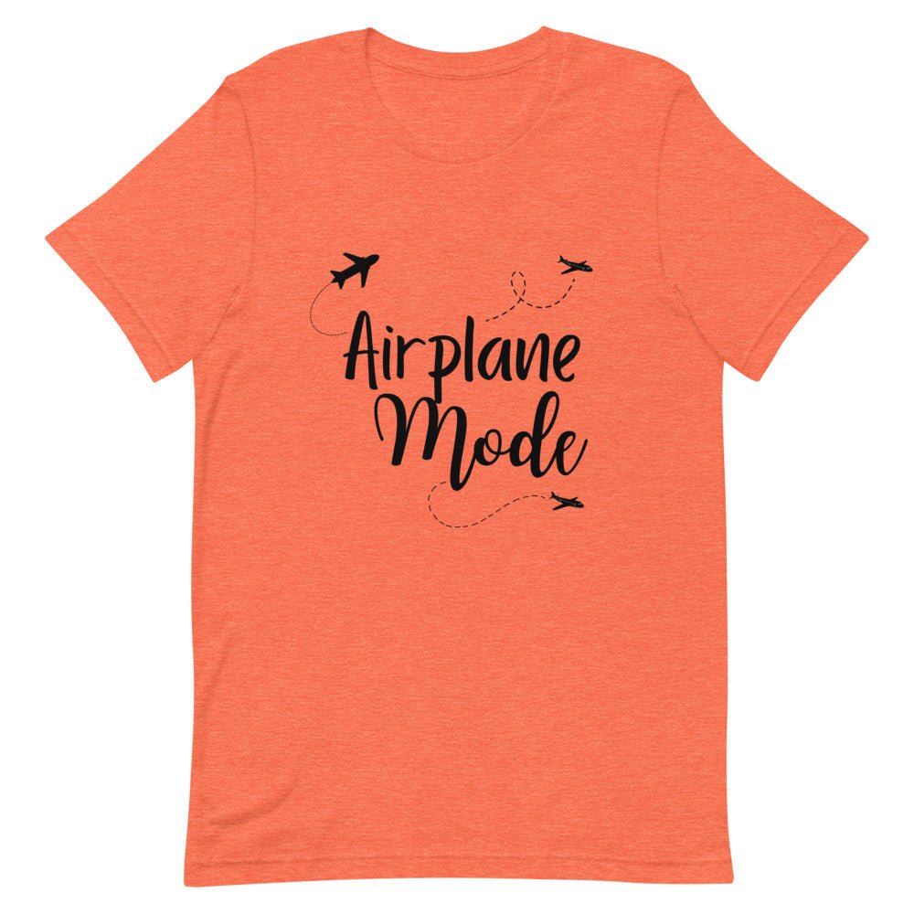 Airplane Mode Black Print T-Shirt - Her Pink PassportHeather Orange