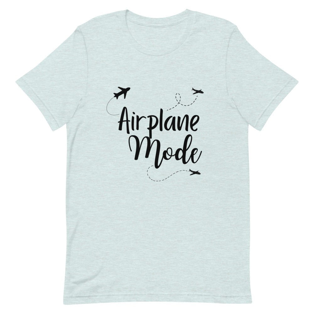 Airplane Mode Black Print T-Shirt - Her Pink PassportHeather Prism Ice Blue