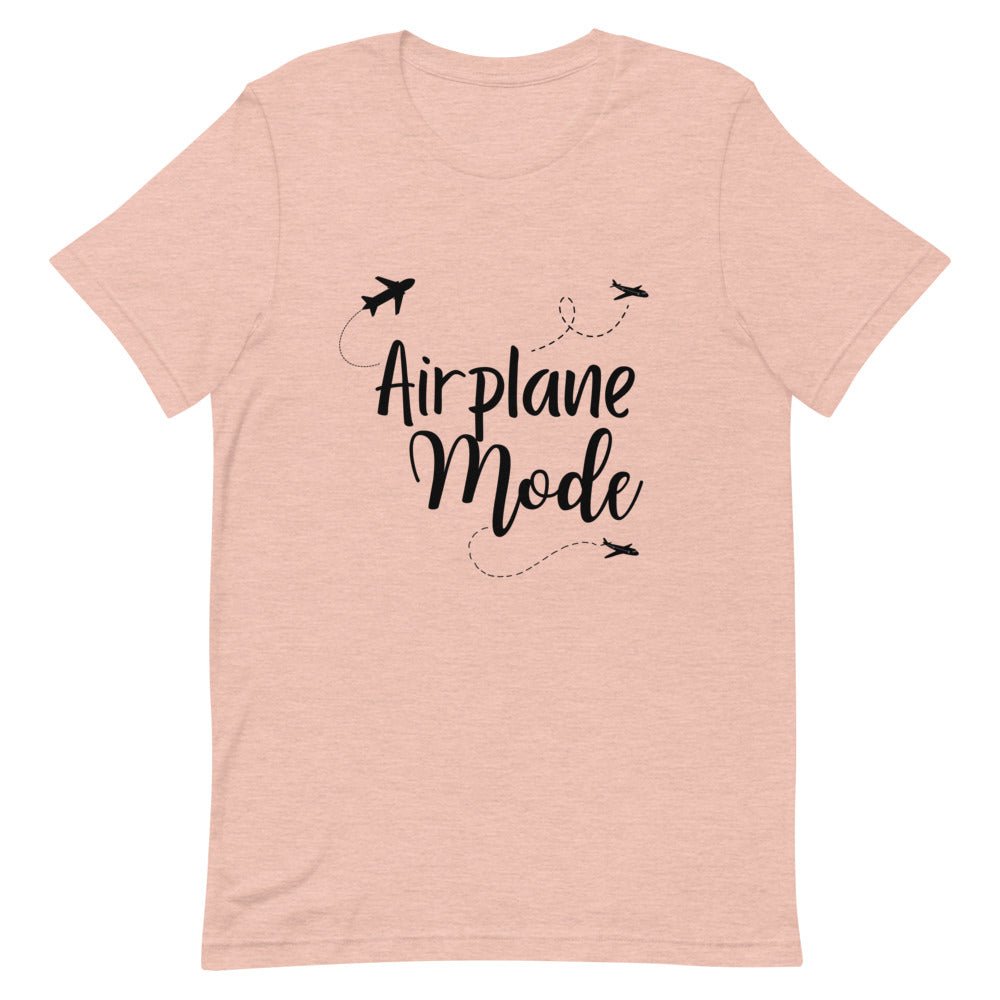 Airplane Mode Black Print T-Shirt - Her Pink PassportHeather Prism Peach