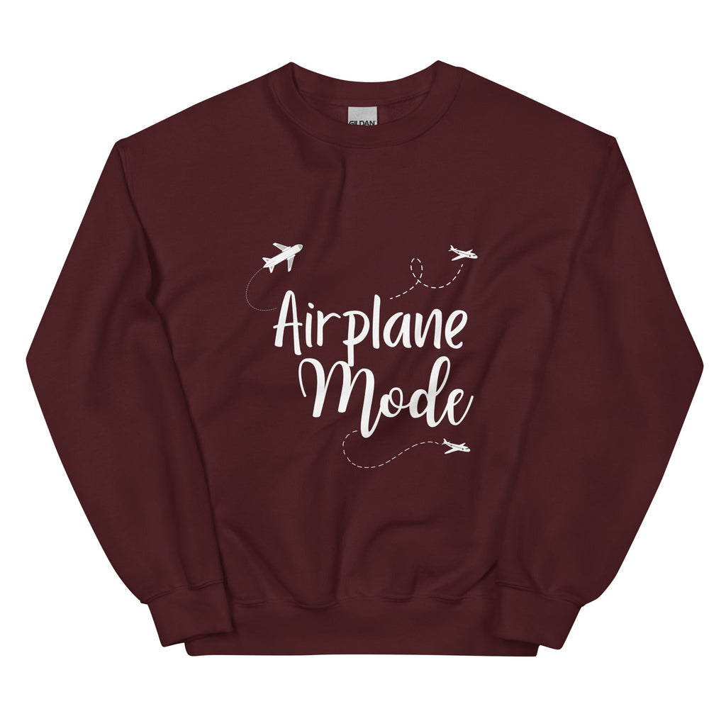 Airplane Mode Sweatshirt - Her Pink PassportMaroon