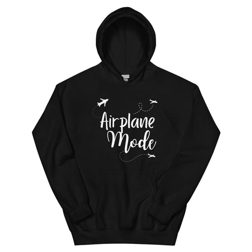Airplane Mode White Print Hoodie - Her Pink PassportBlack