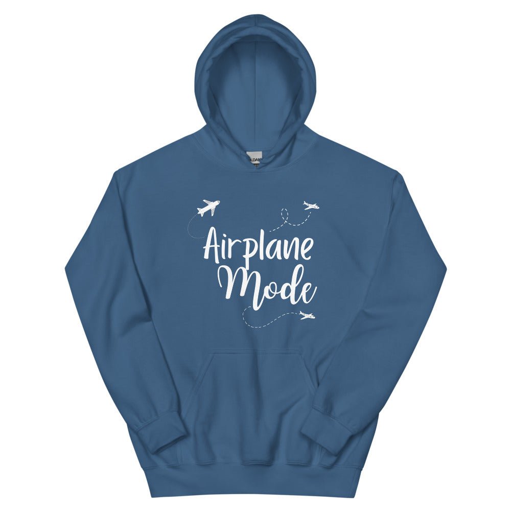 Airplane Mode White Print Hoodie - Her Pink PassportIndigo Blue