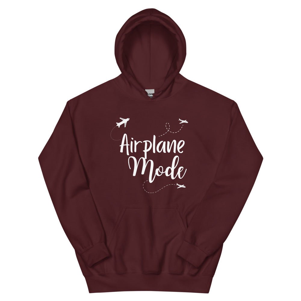 Airplane Mode White Print Hoodie - Her Pink PassportMaroon