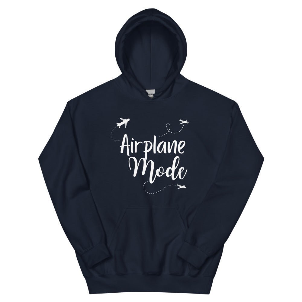 Airplane Mode White Print Hoodie - Her Pink PassportNavy