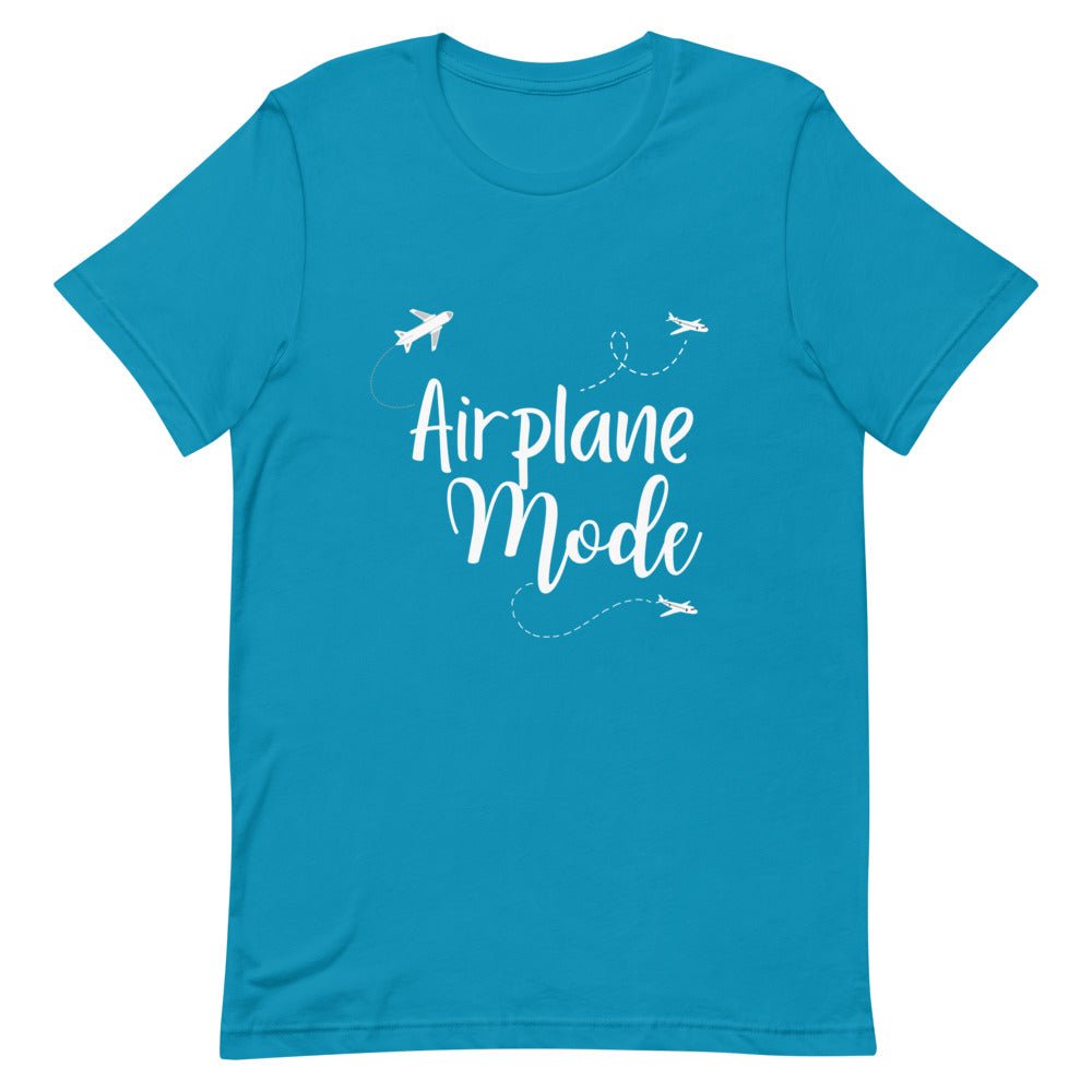 Airplane Mode White Print T - Shirt - Her Pink PassportAqua