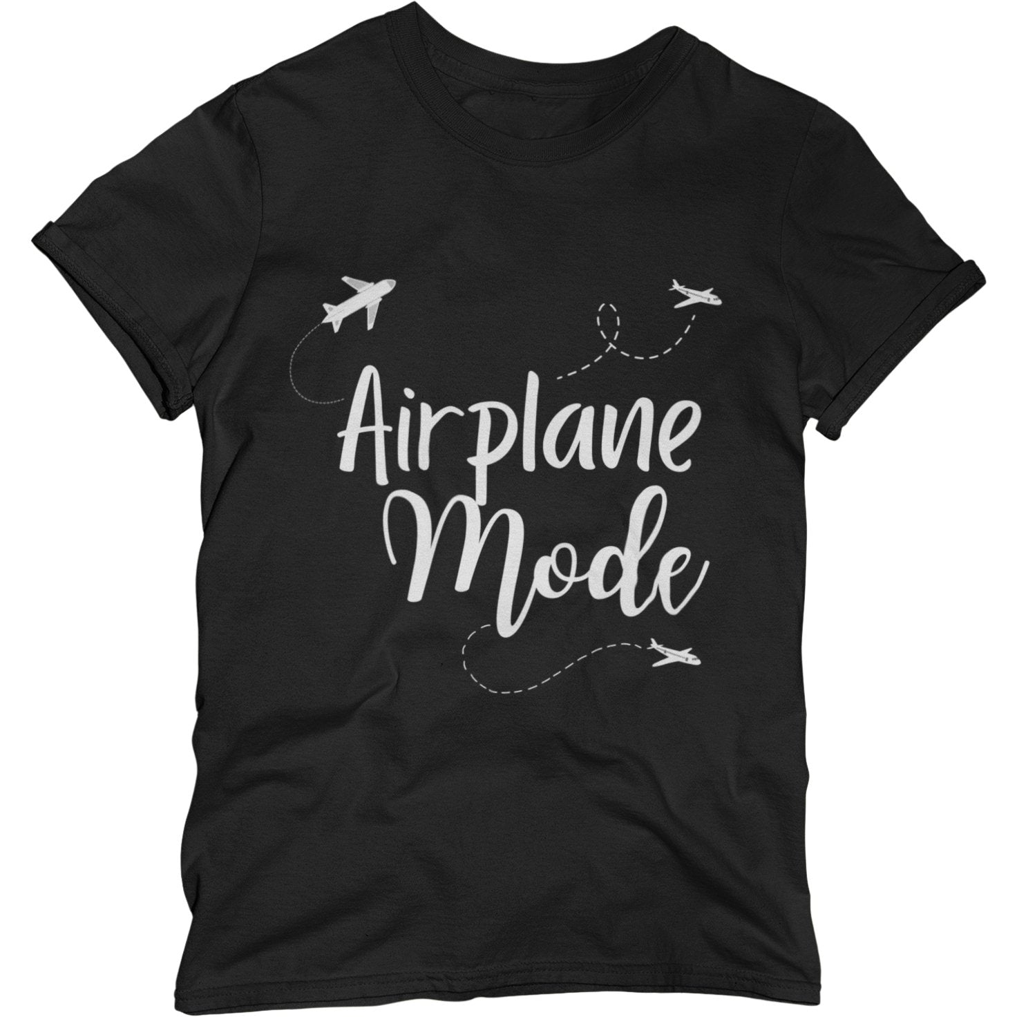 Airplane Mode White Print T - Shirt - Her Pink PassportAsphalt