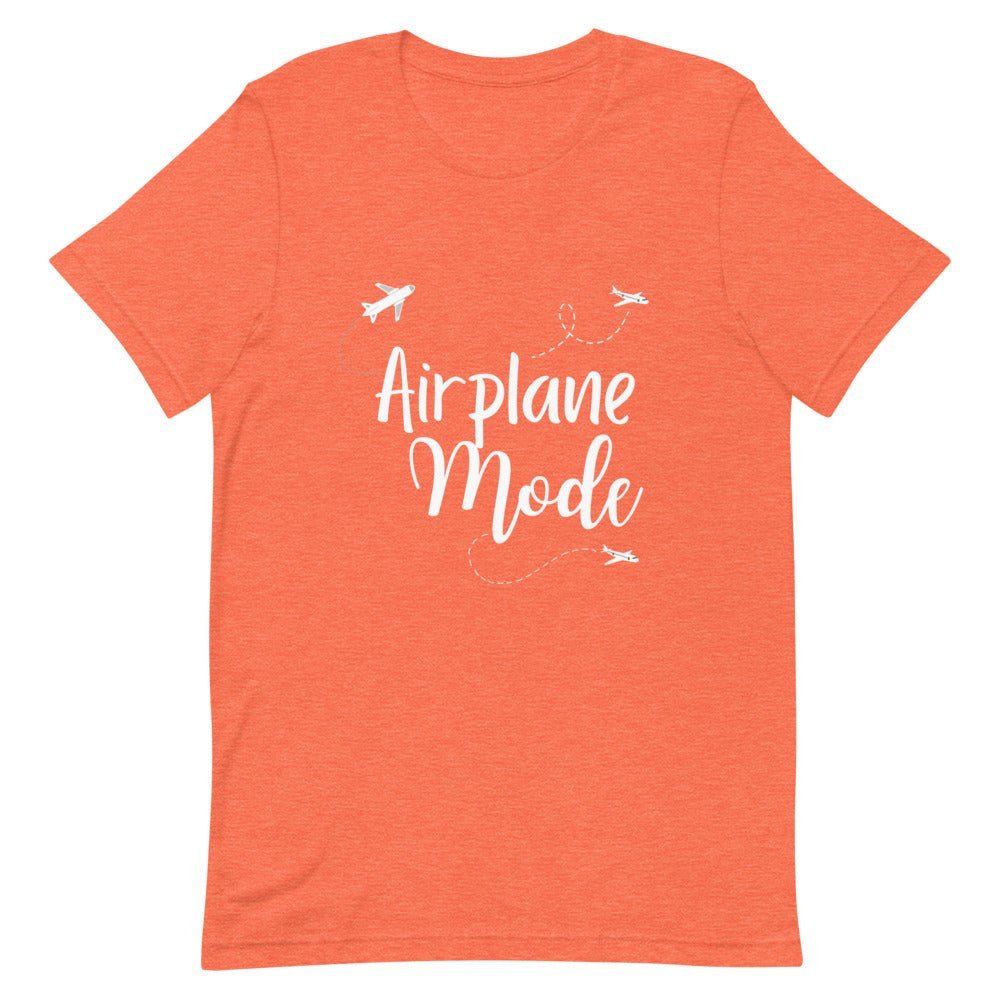 Airplane Mode White Print T - Shirt - Her Pink PassportHeather Orange