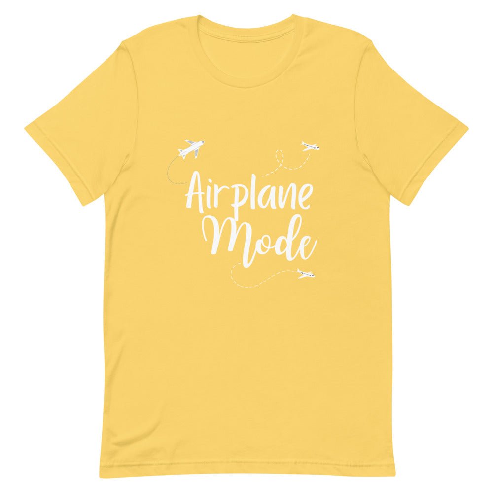 Airplane Mode White Print T - Shirt - Her Pink PassportYellow