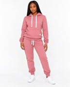 Arielle wearing the pink Pullover Jogger Set