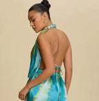 Azure Escape Draped Dress — Open back and tie