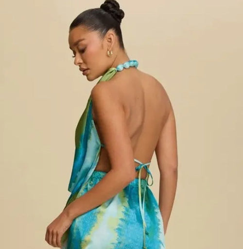 Azure Escape Draped Dress — Open back and tie