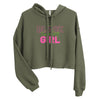 Black Girl Traveling Crop Hoodie - Her Pink PassportMilitary Green