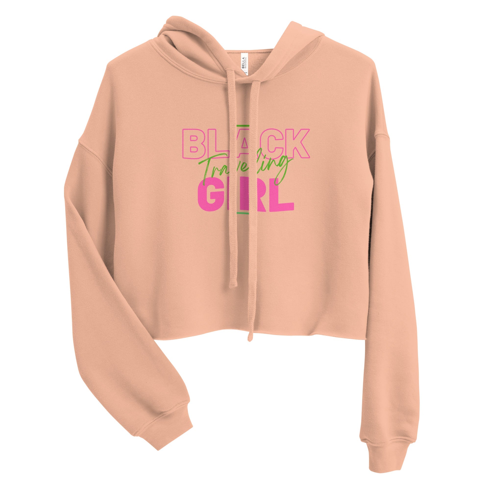Black Girl Traveling Crop Hoodie - Her Pink PassportPeach