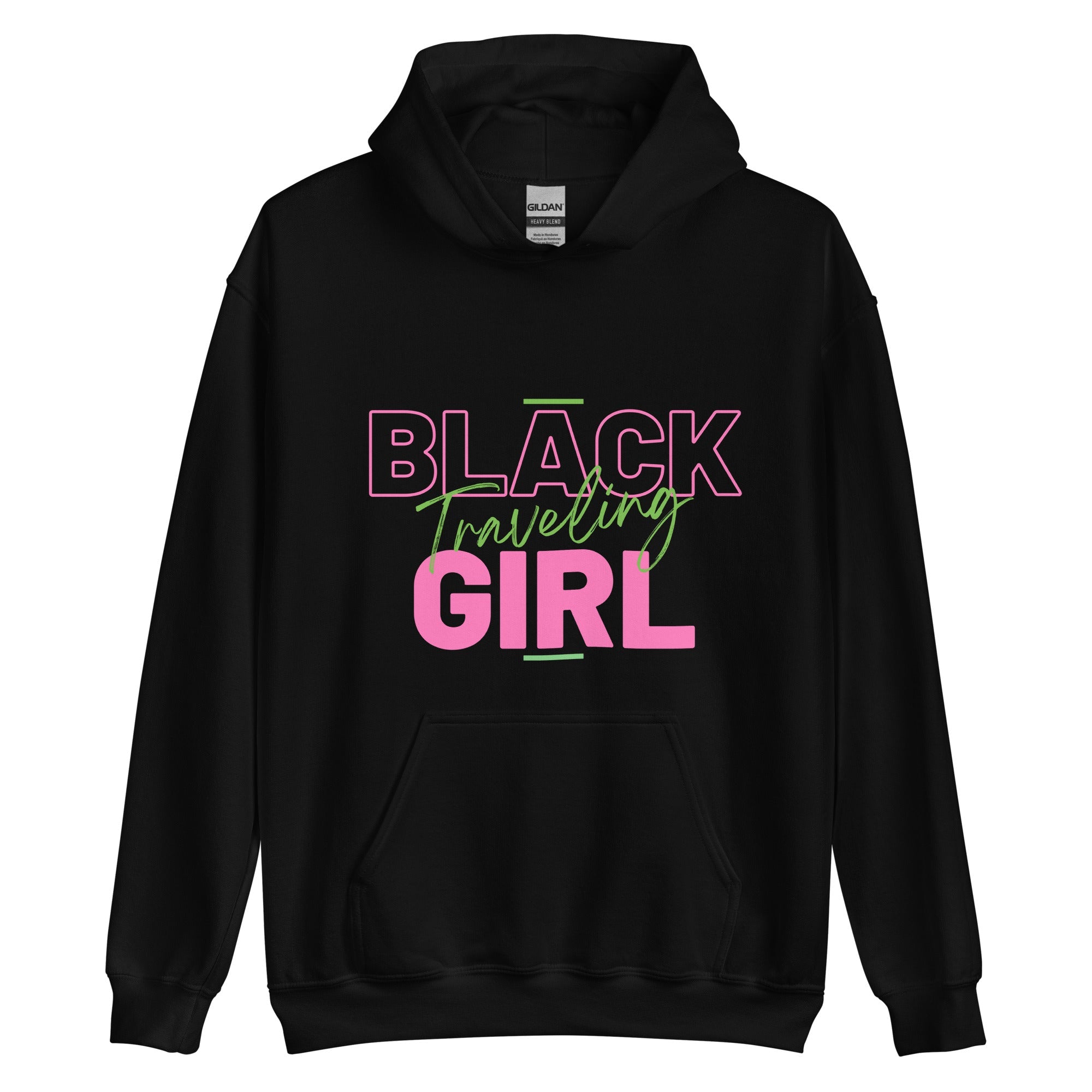 Black Girl Traveling Hoodie - Her Pink PassportBlack