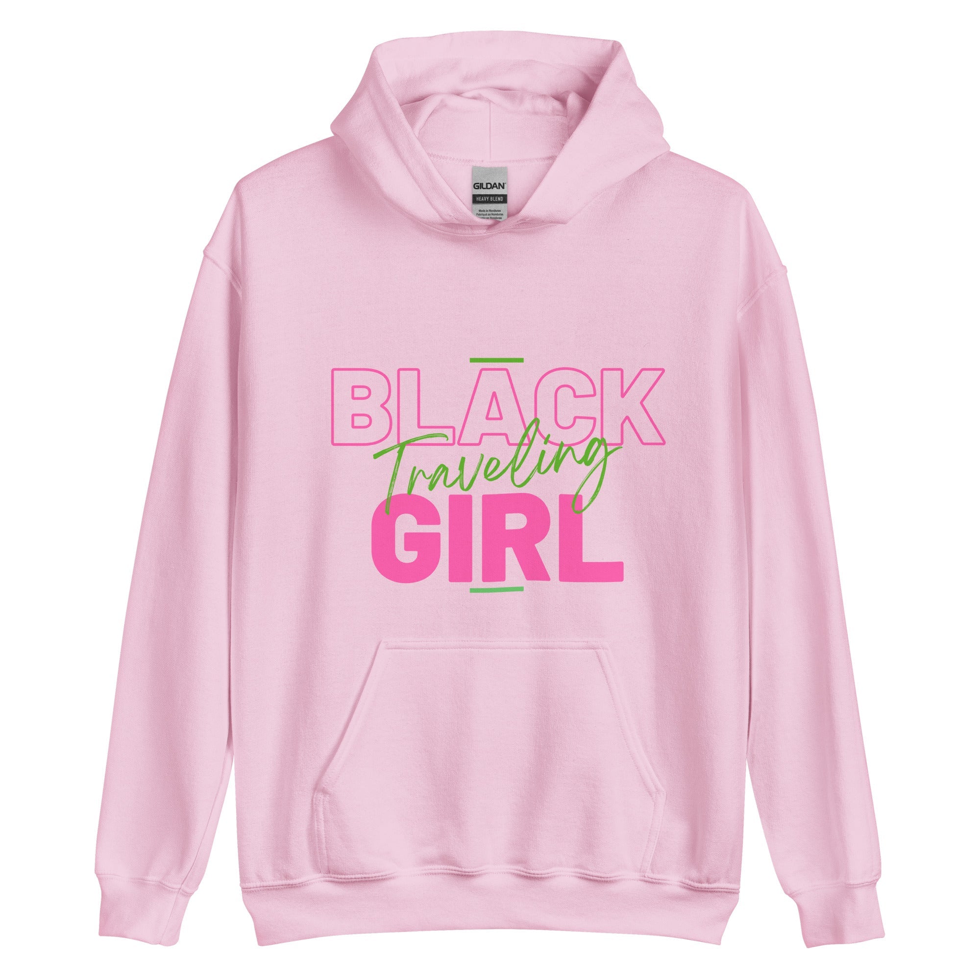 Black Girl Traveling Hoodie - Her Pink PassportLight Pink