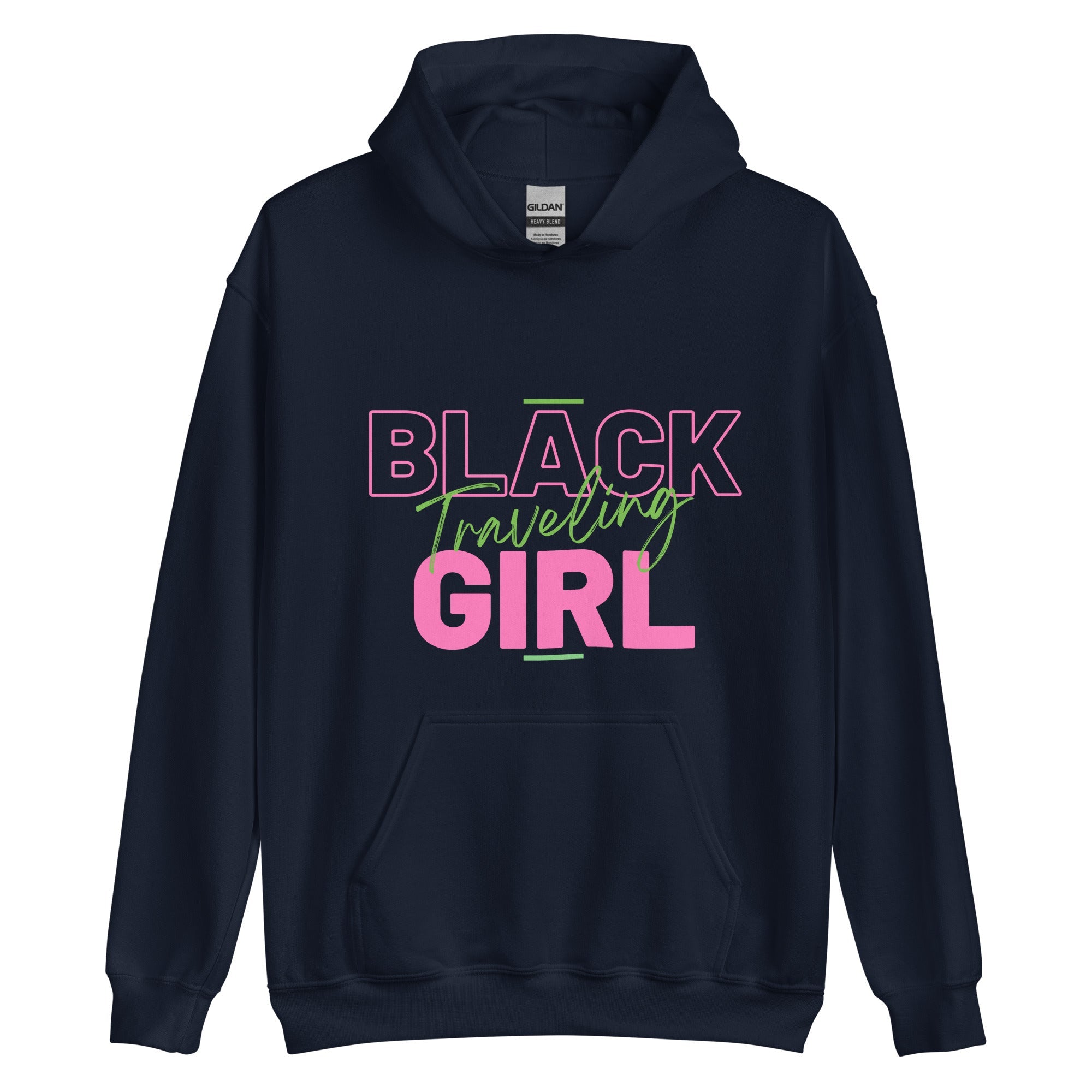 Black Girl Traveling Hoodie - Her Pink PassportNavy
