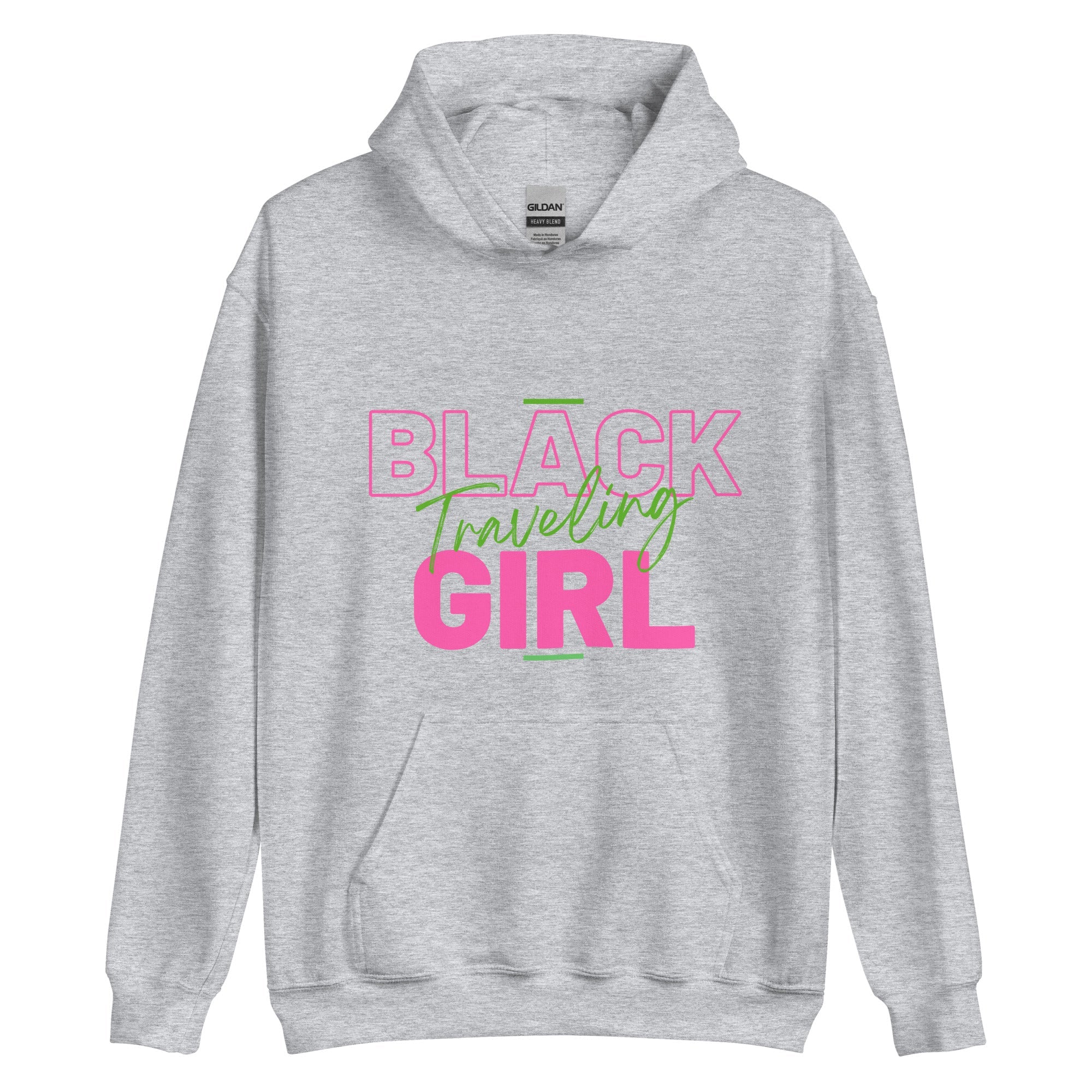 Black Girl Traveling Hoodie - Her Pink PassportSport Grey
