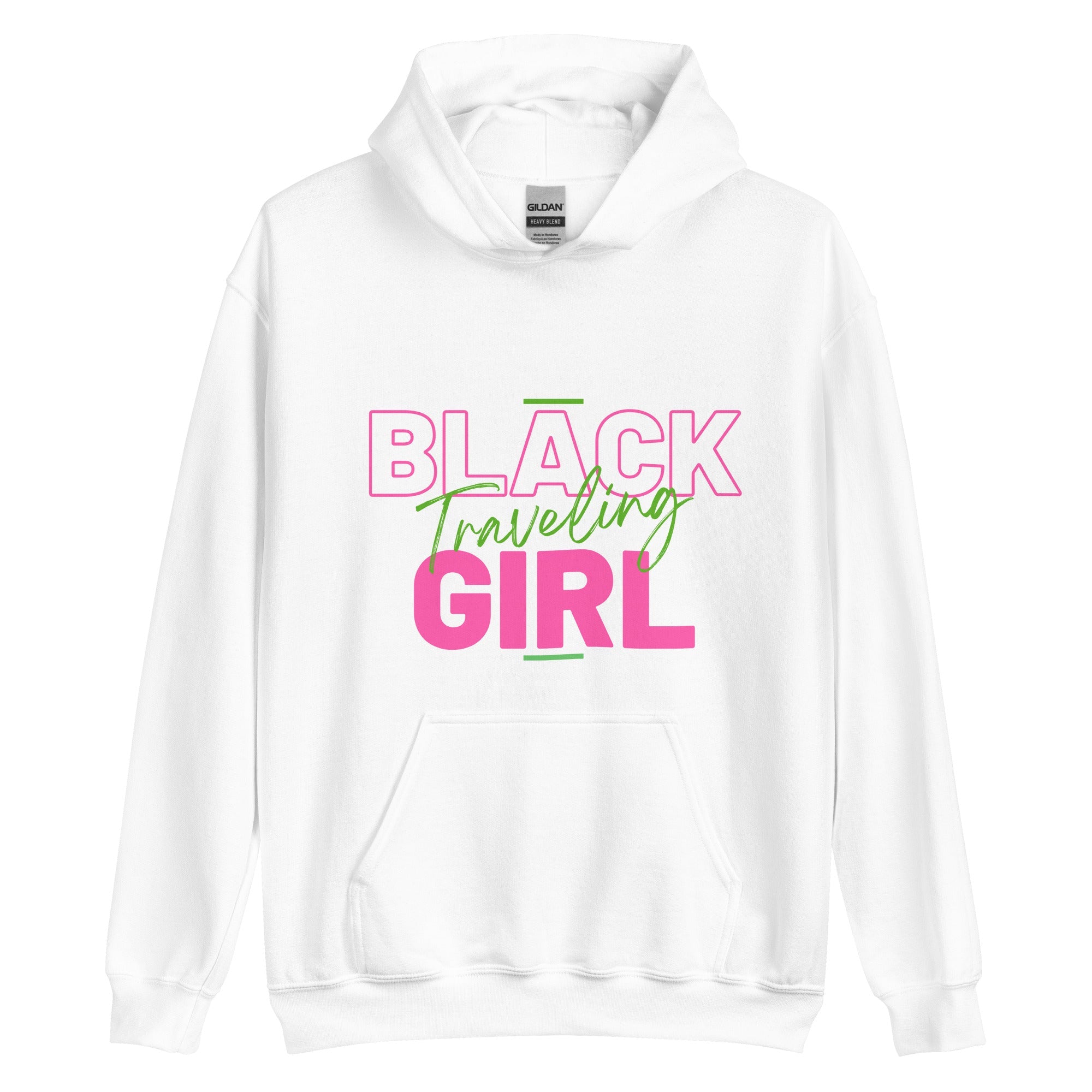 Black Girl Traveling Hoodie - Her Pink PassportWhite