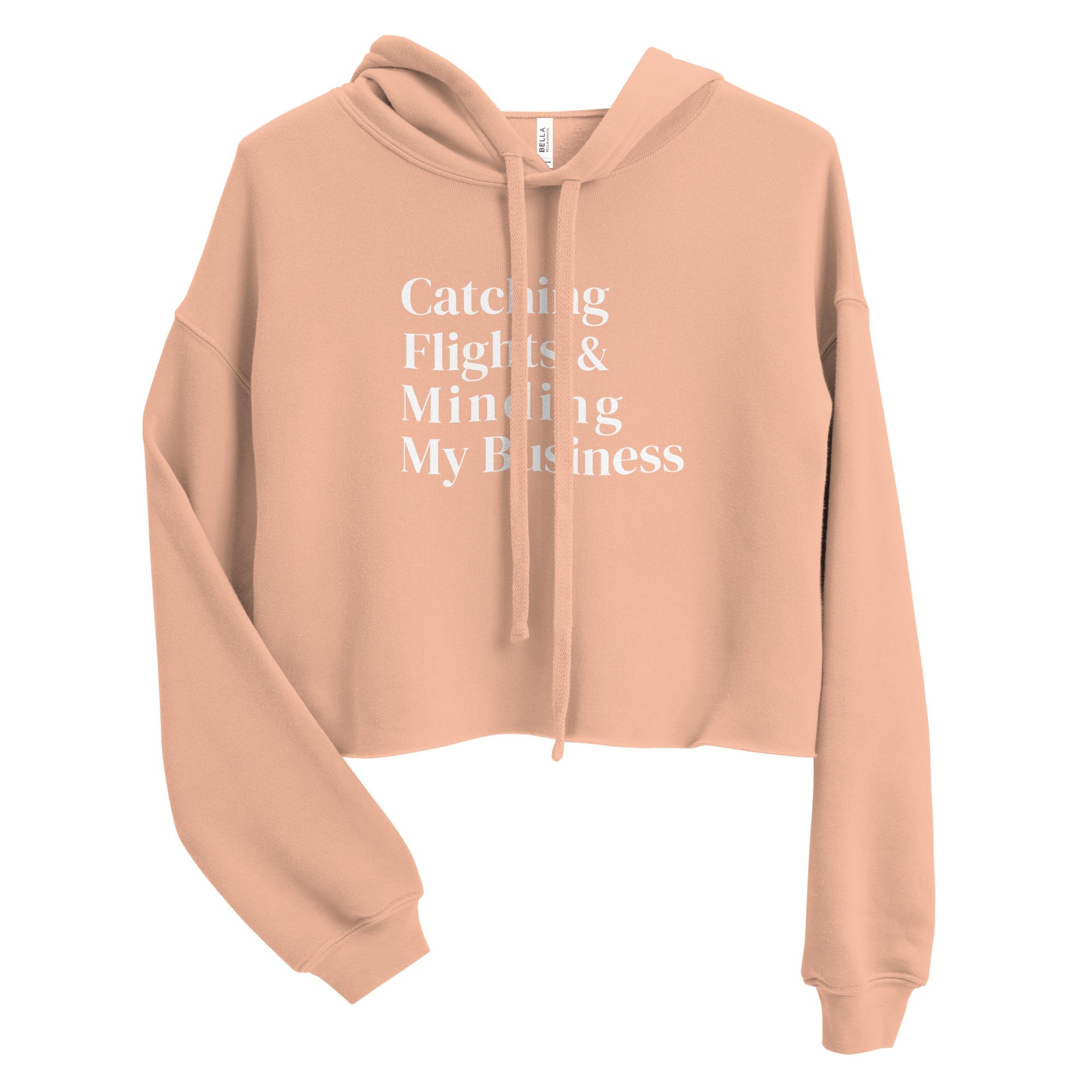 Catching Flights and Minding My Business Crop Hoodie - Her Pink PassportPeach