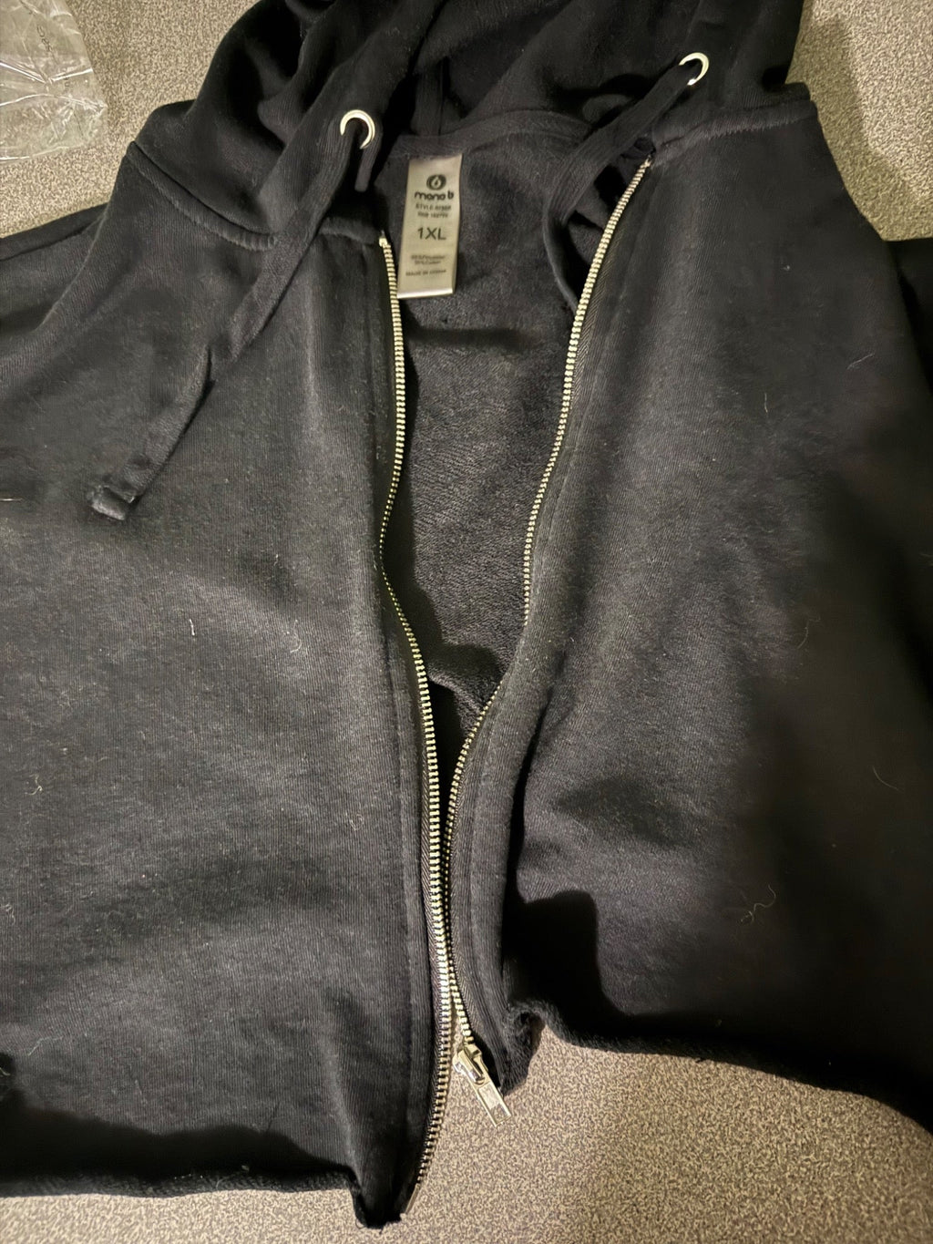 Actual hoodie silver zipper and drawstrings