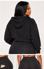 Off-Duty Curve Black Crop Hoodie — hoodie back (AI-styled image)