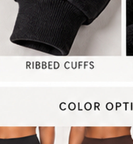 Off-Duty Curve Black Crop Hoodie — hoodie cuff detail (AI-styled image)