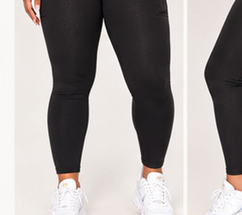 Airport Ready Curve Black Leggings — leggings front detail (AI-styled image)