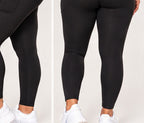 Airport Ready Curve Black Leggings — leggings pocket side (AI-styled image)