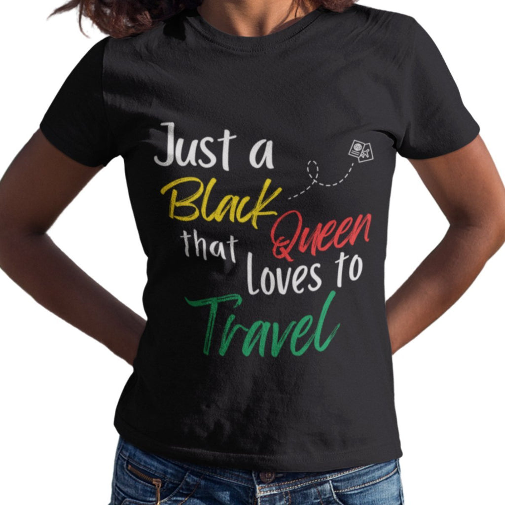 Just a Black Queen that Loves to Travel T - Shirt - Her Pink PassportXS