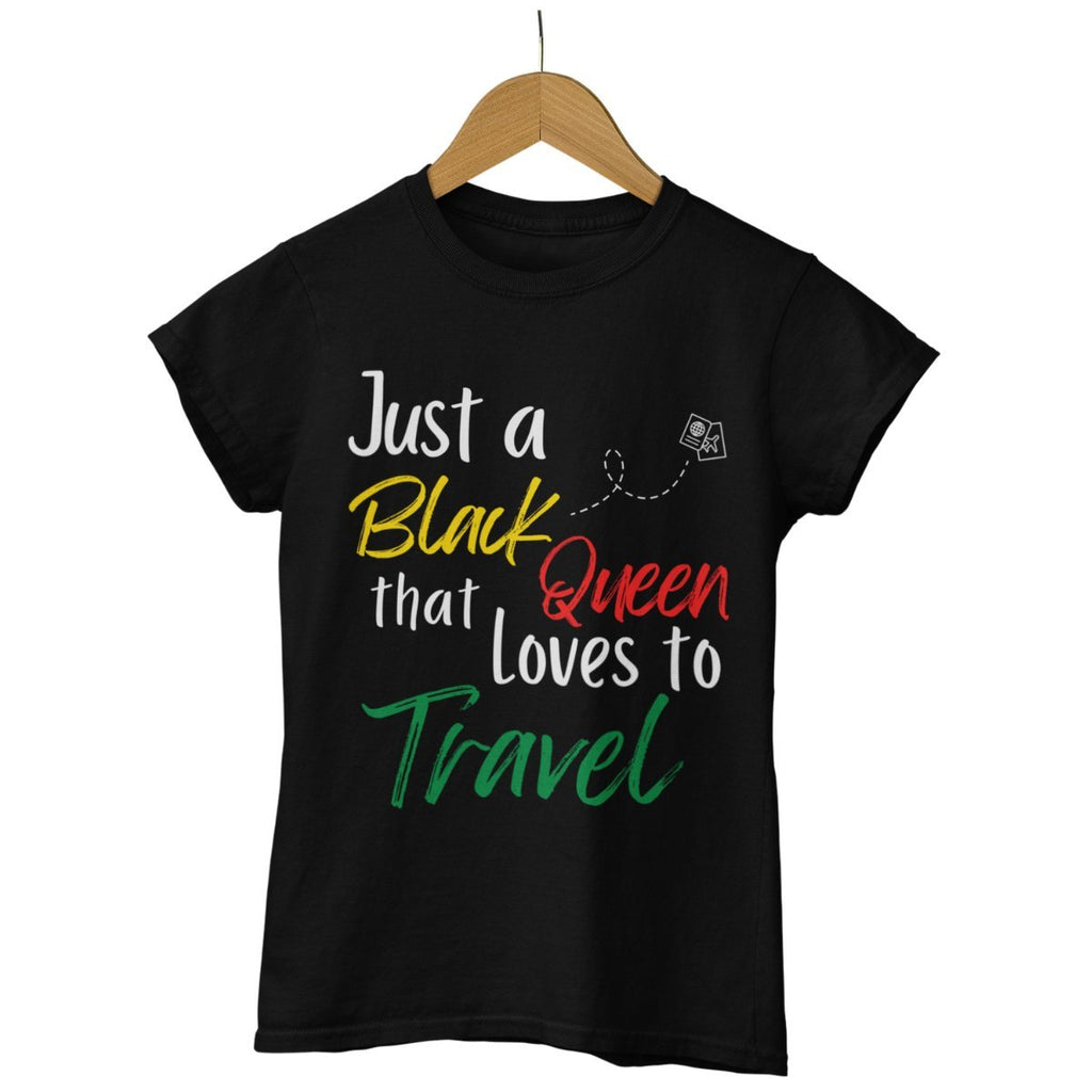 Just a Black Queen that Loves to Travel T - Shirt - Her Pink PassportXS