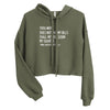 My Trips, My Business Crop Hoodie - Her Pink PassportMilitary Green