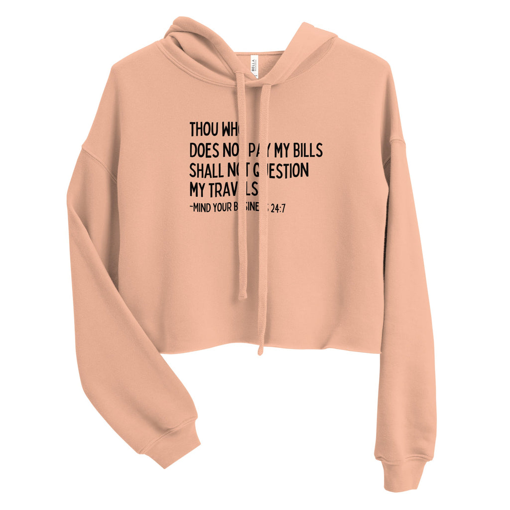 My Trips, My Business Crop Hoodie - Her Pink PassportPeach