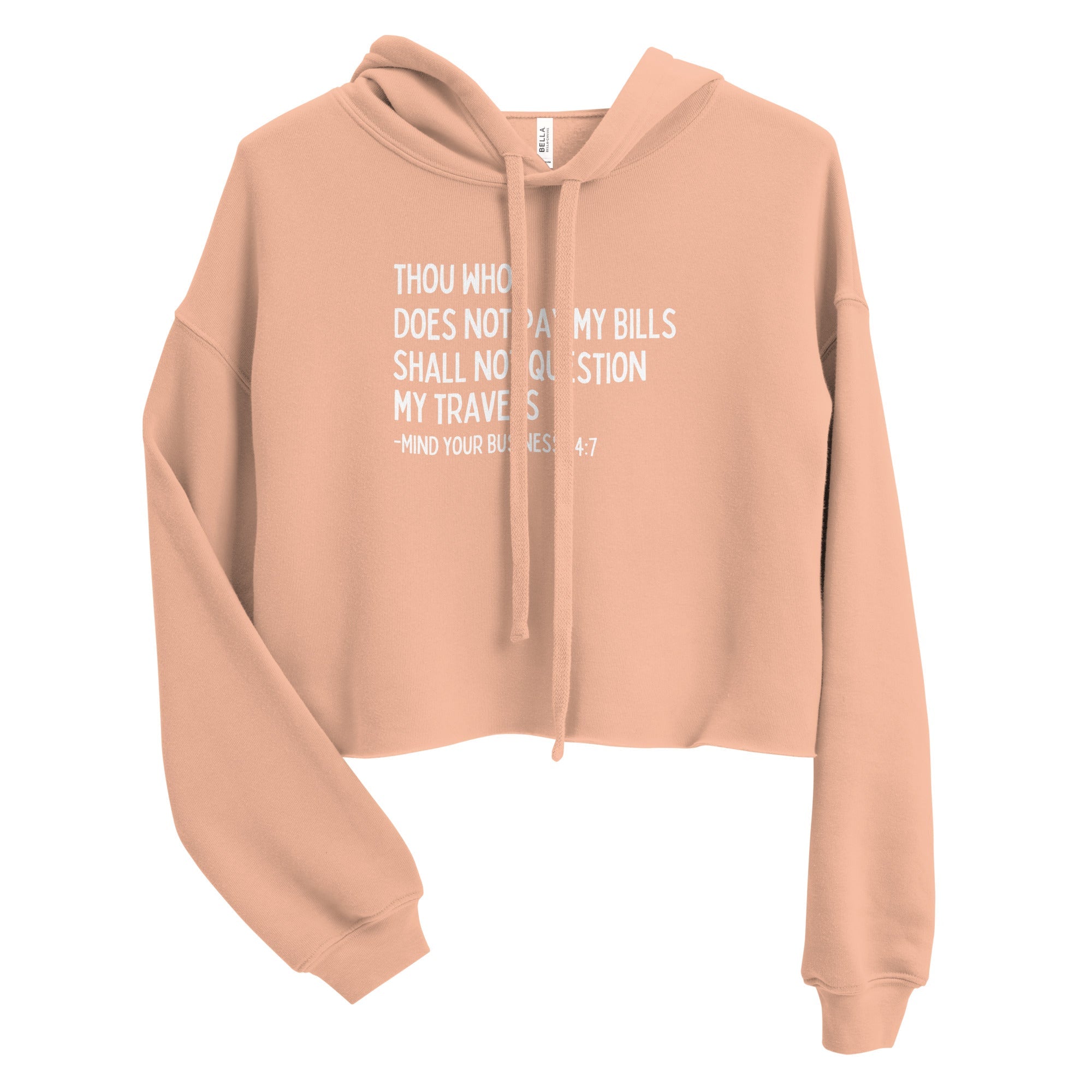 My Trips, My Business Crop Hoodie - Her Pink PassportPeach