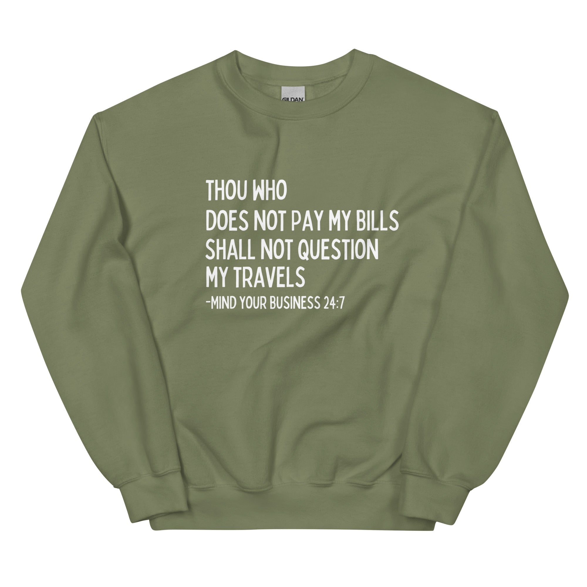 My Trips, My Business Sweatshirt - Her Pink PassportMilitary Green