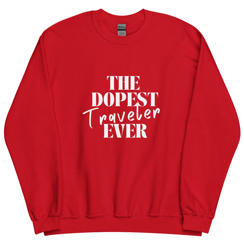 The Dopest Traveler Unisex Sweatshirt - Her Pink PassportRed