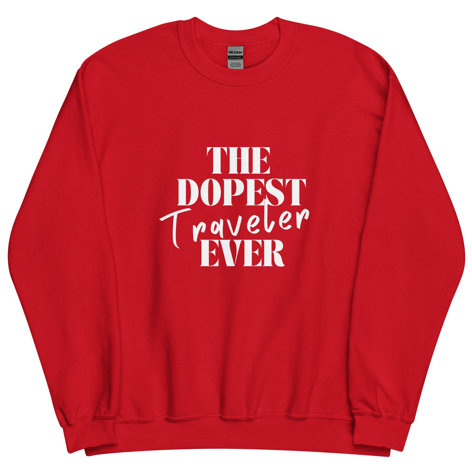 The Dopest Traveler Unisex Sweatshirt - Her Pink PassportRed