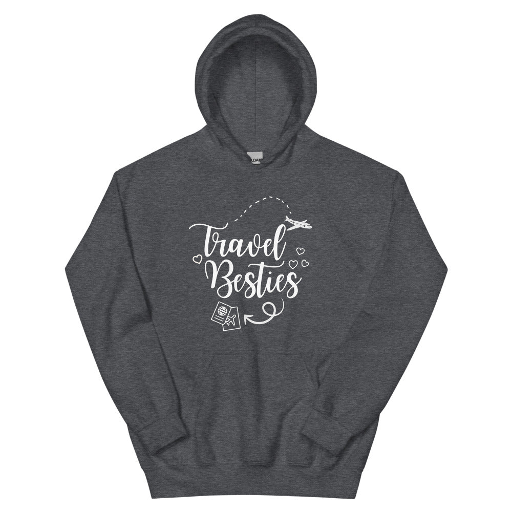 Travel Besties Hoodie - Her Pink PassportDark Heather