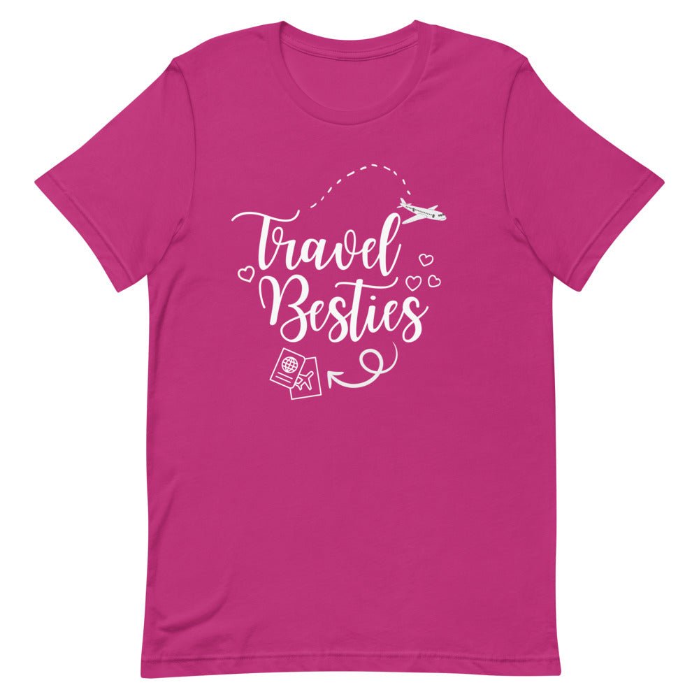 Travel Besties White Print T - Shirt - Her Pink PassportBerry