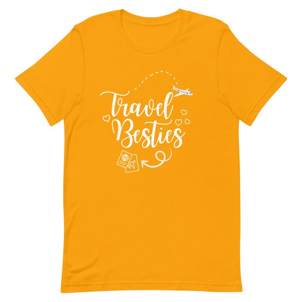 Travel Besties White Print T - Shirt - Her Pink PassportGold