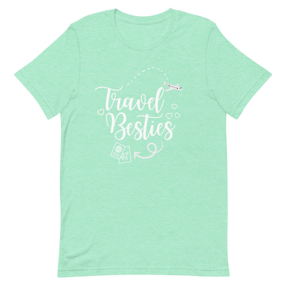 Travel Besties White Print T - Shirt - Her Pink PassportHeather Mint