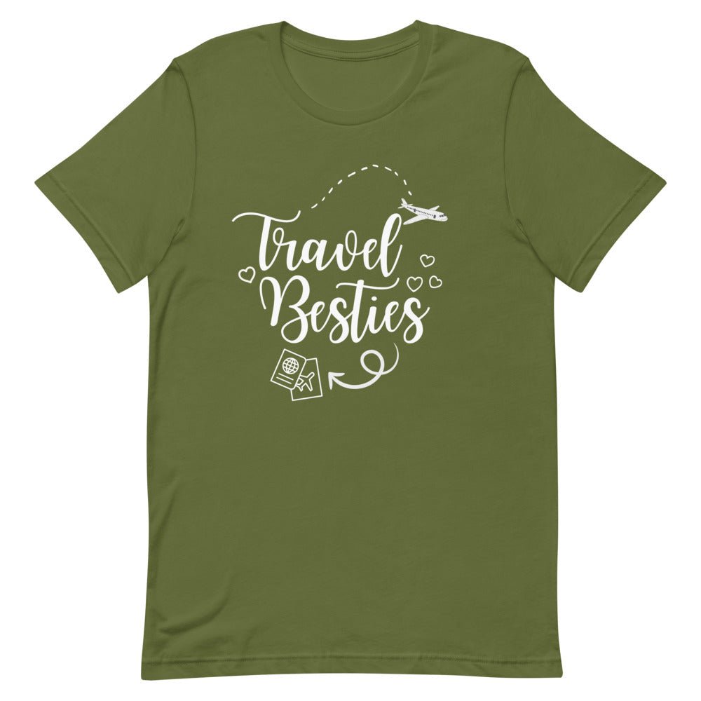 Travel Besties White Print T - Shirt - Her Pink PassportOlive