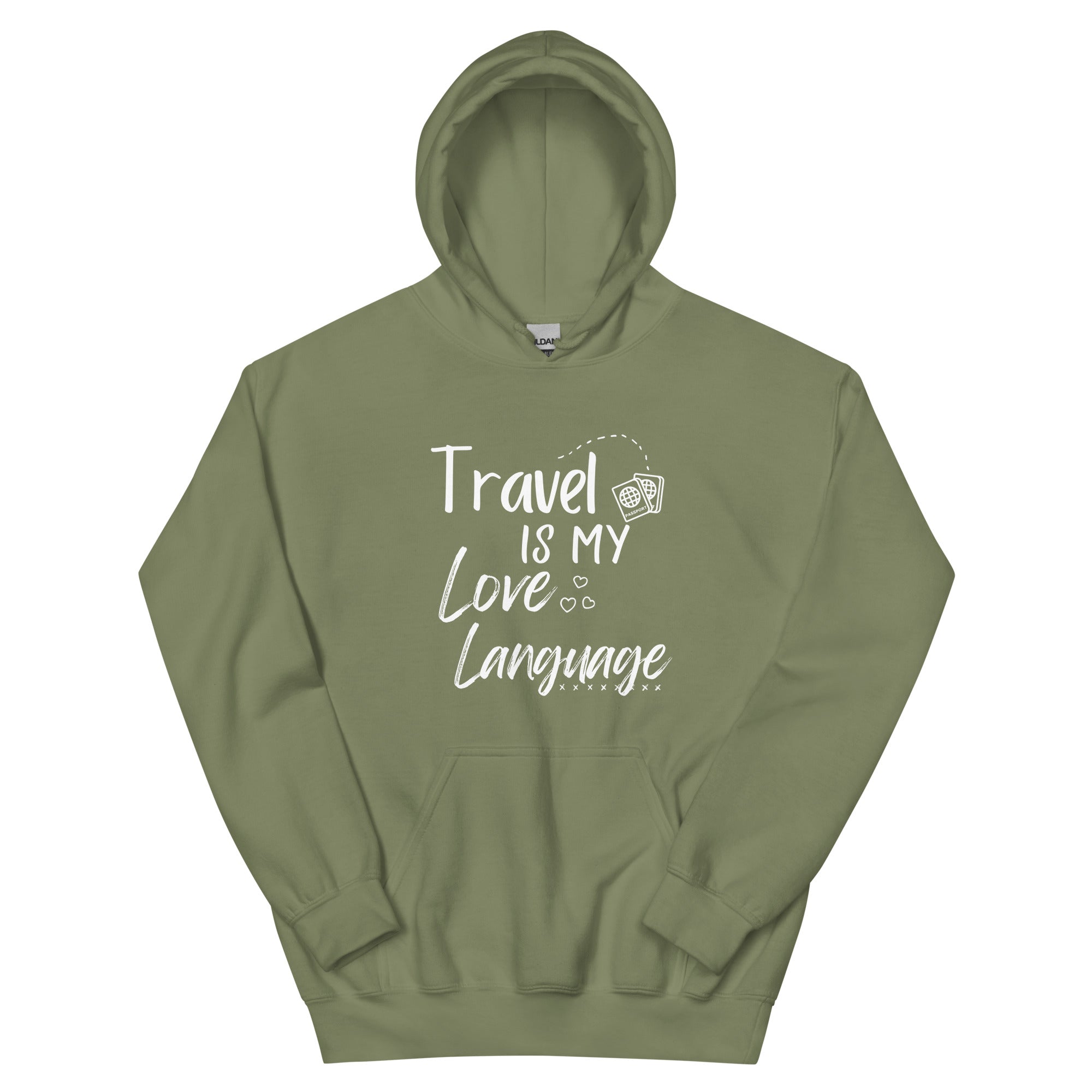 Travel is My Love Language Unisex Hoodie - Her Pink PassportMilitary Green