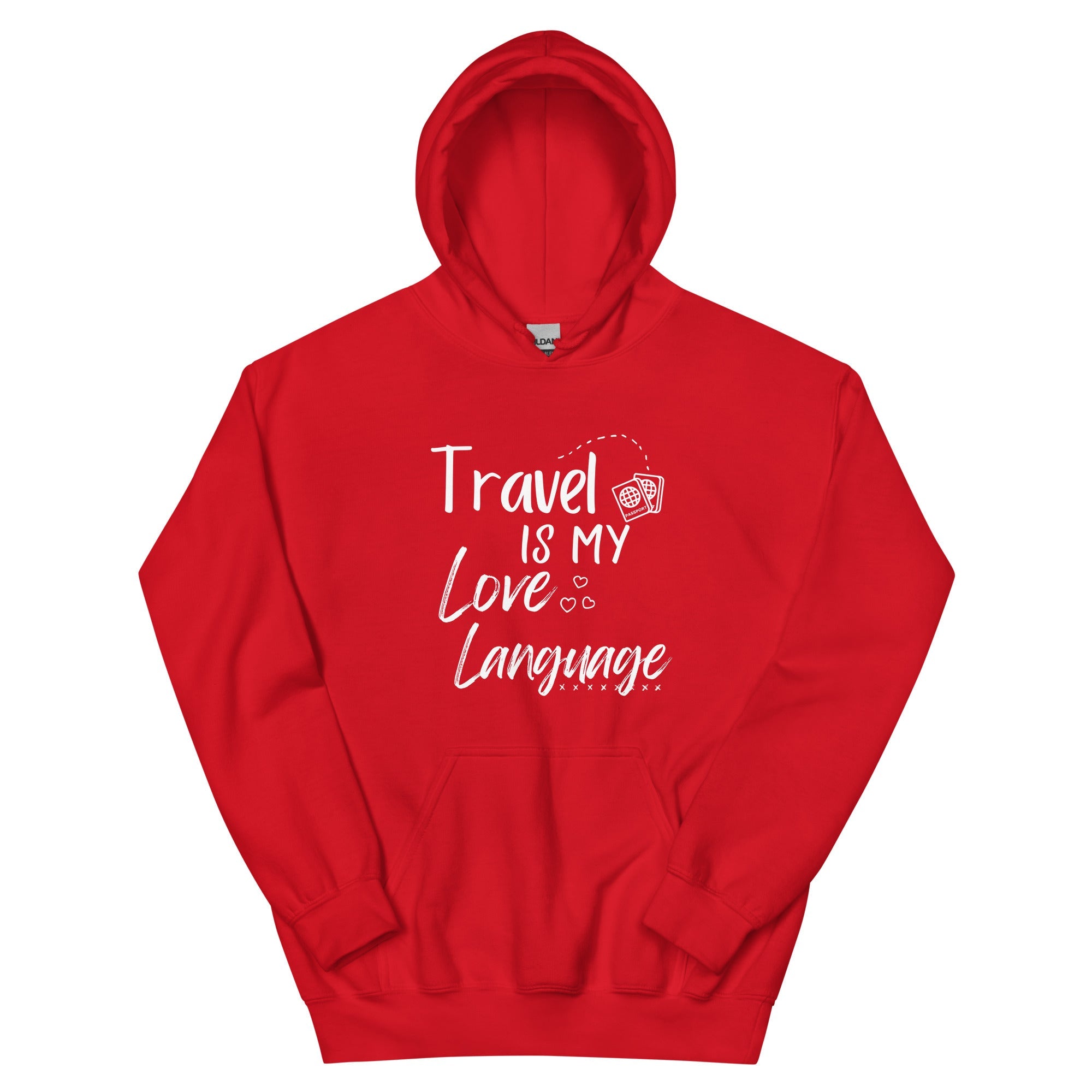 Travel is My Love Language Unisex Hoodie - Her Pink PassportRed