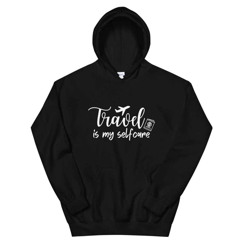 Travel is My Selfcare Hoodie - Her Pink PassportBlack