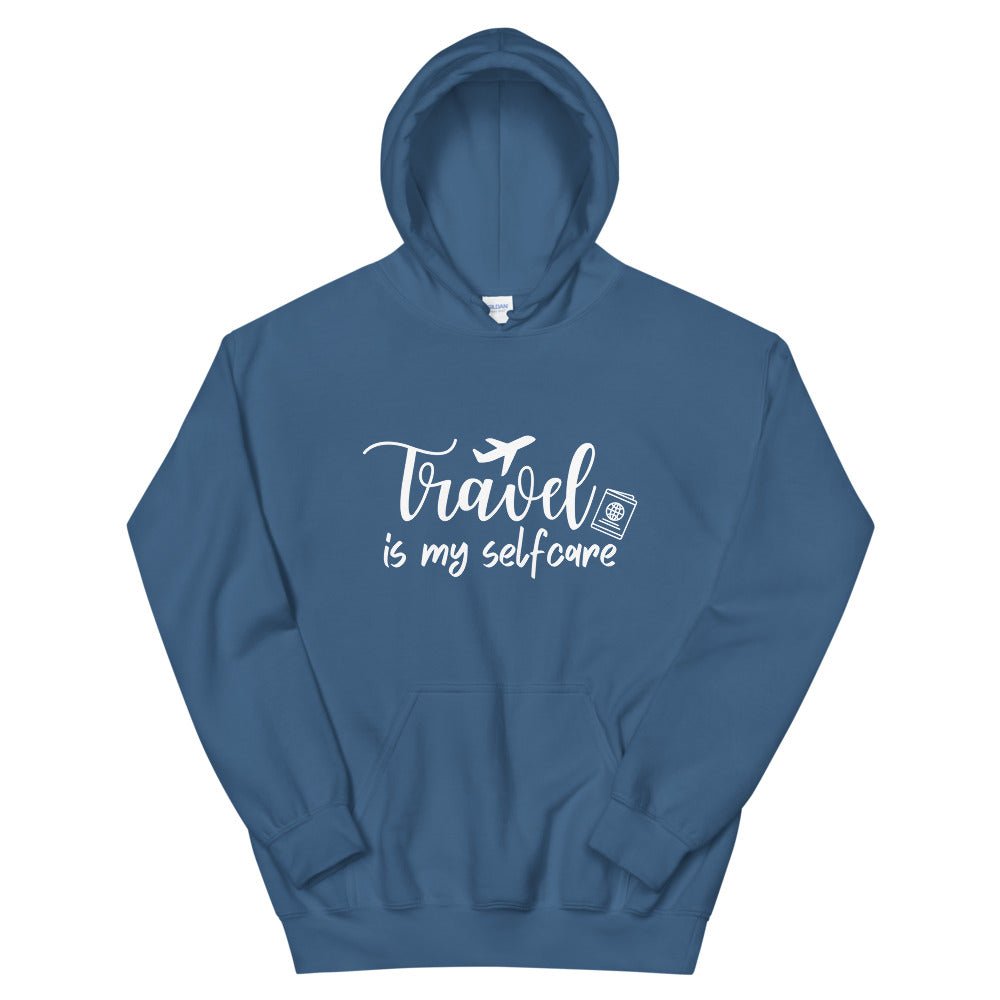 Travel is My Selfcare Hoodie - Her Pink PassportIndigo Blue