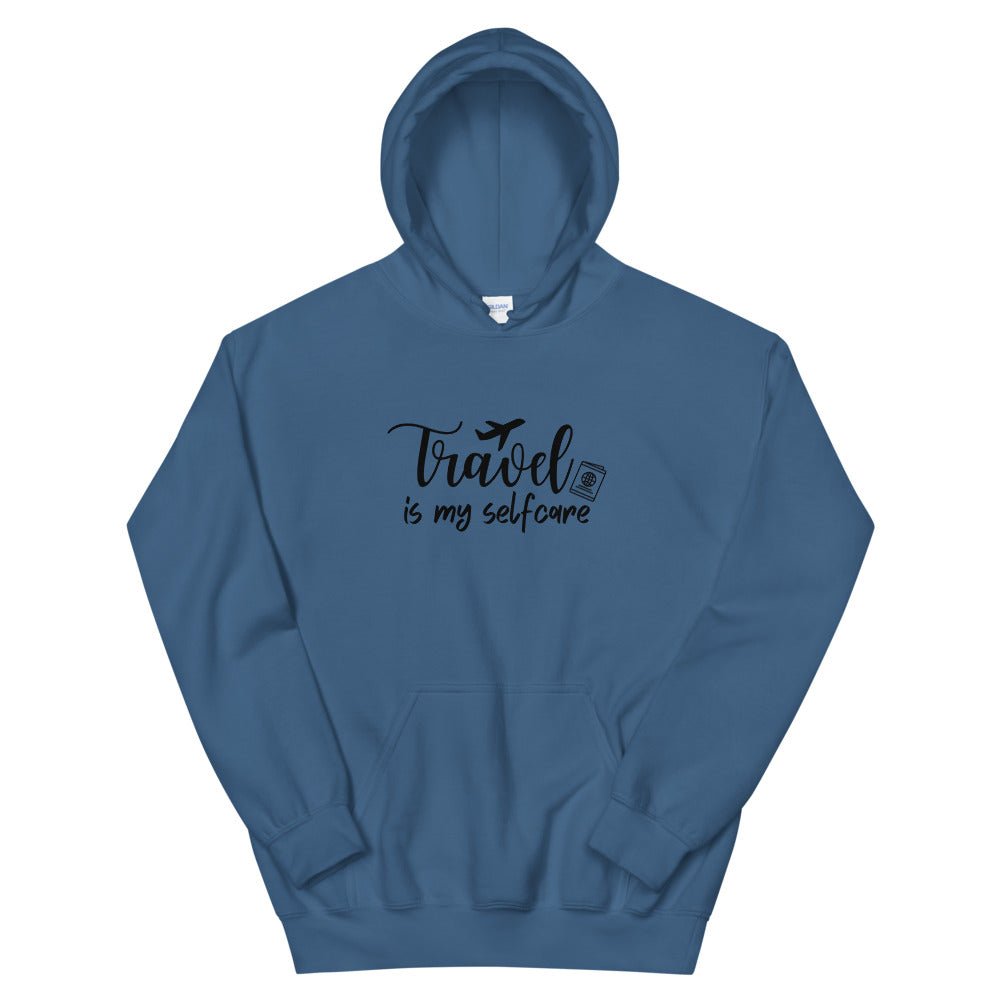 Travel is my Selfcare Hoodie - Her Pink PassportIndigo Blue