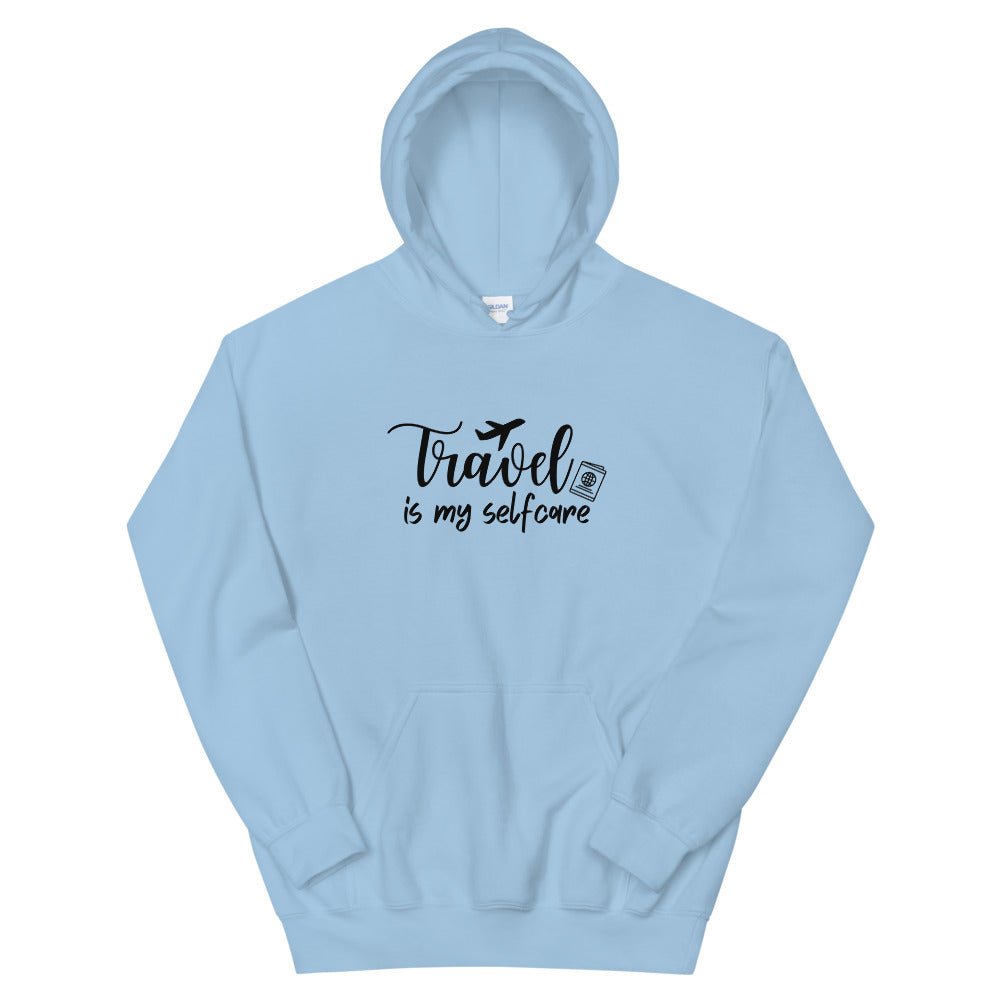 Travel is my Selfcare Hoodie - Her Pink PassportLight Blue