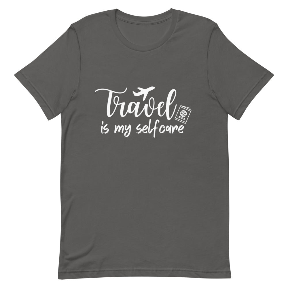 Travel is My Selfcare White Print T - Shirt - Her Pink PassportAsphalt